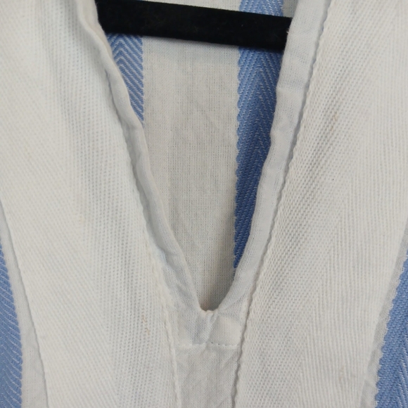 Sail To Sable XS White Blue Striped Jacquard Classic Tunic Dress Mini Shift - Picture 9 of 11